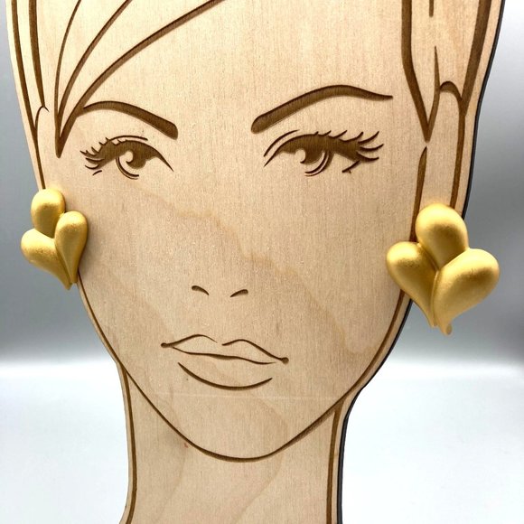 Vintage Trifari Satin Teardrops Earrings, Rich Gold Tone Abstract Clip Ons - Picture 5 of 6